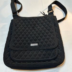 Vera Bradley Black Quilted Messenger Bag iconic design